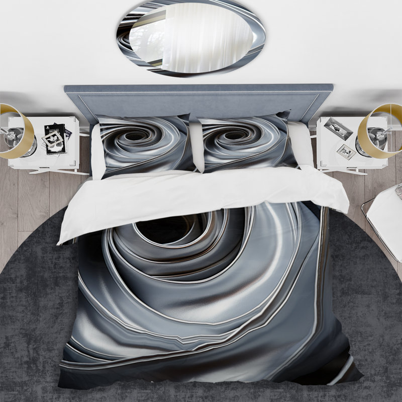 Ensemble de housse de couette Gray Spiraling Abstraction - Abstract Spirals