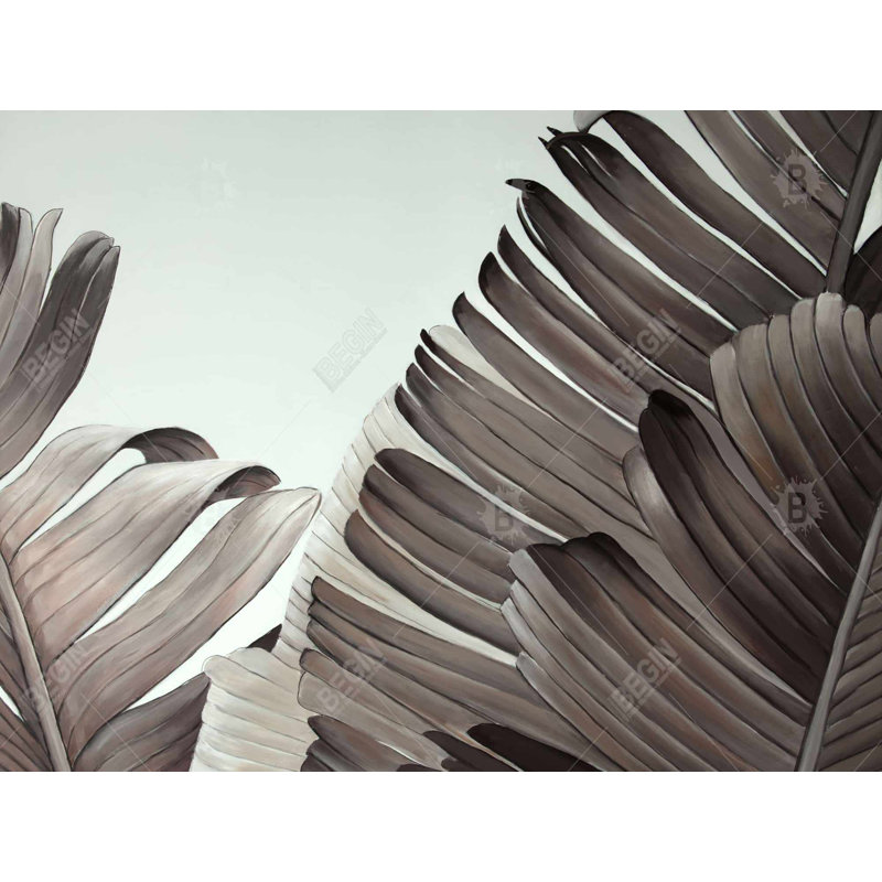 " Grayscale Tropical Leaves "