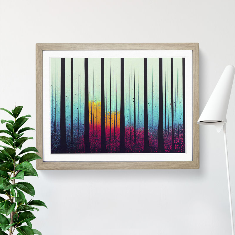 Splashed Forest Vol.7 Abstract - Single Picture Frame Painting, 46cm H x 64cm W x 2cm D, Oak Framed