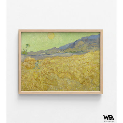 Wheatfield With A Reaper By Vincent Van Gogh, Field Wall Art, Yellow Landscape Print, Bright Sun Print, Wheat Oil Painting Print