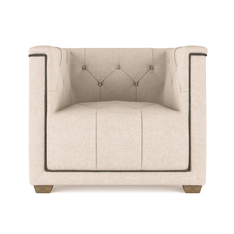 Fauteuil tuxedo Hudson, Velours moelleux huître, Patiné