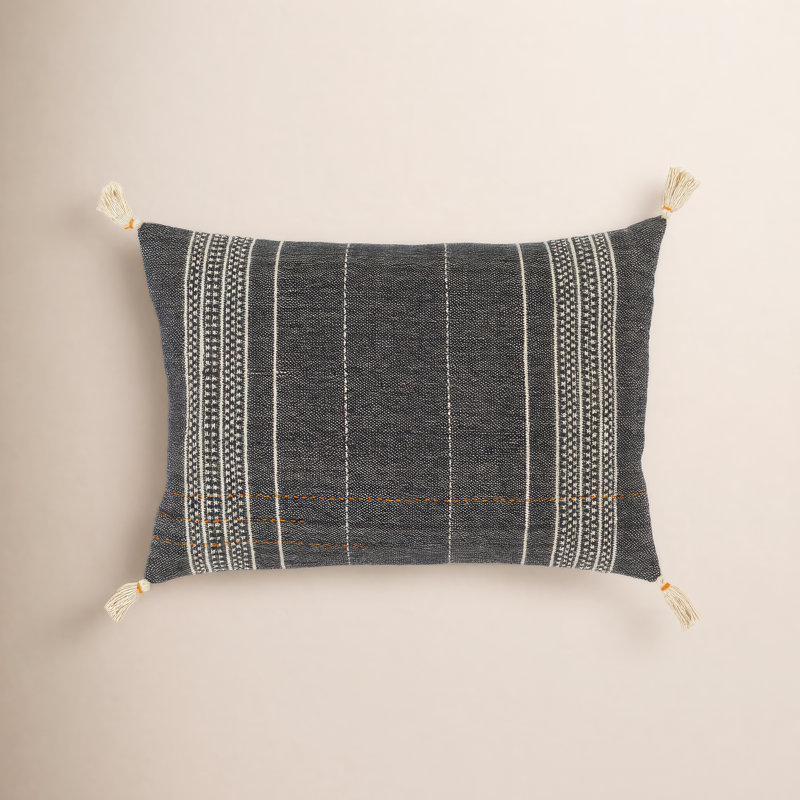 Gordon Embroidered Cotton Blend Reversible Throw Pillow, Down