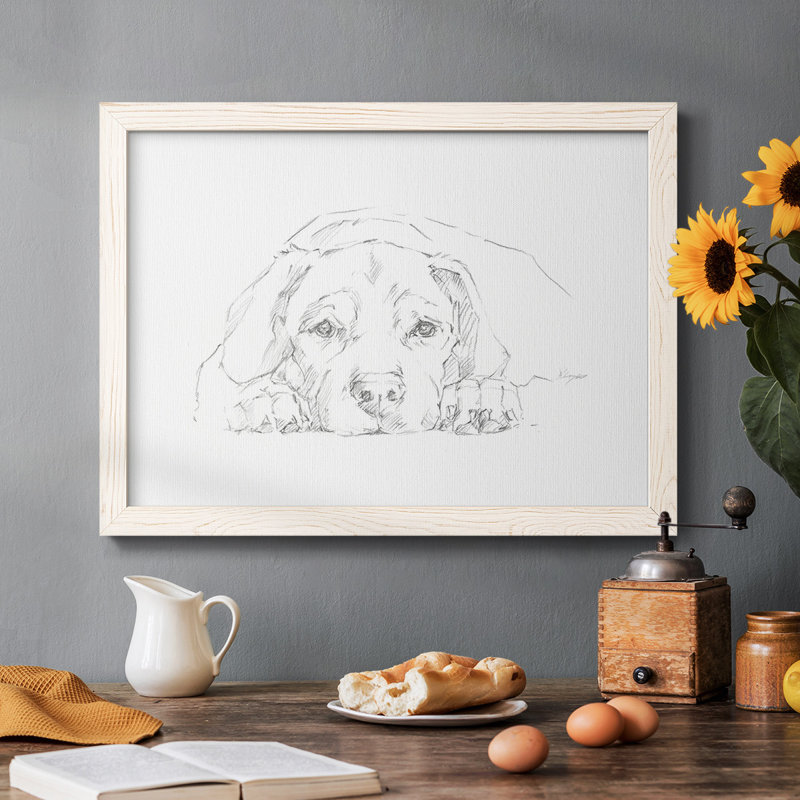 Lazy Dog III - Toile tendue avec châssis rustique, Blanc, H 14 po x l 20 po x P 1,5 po