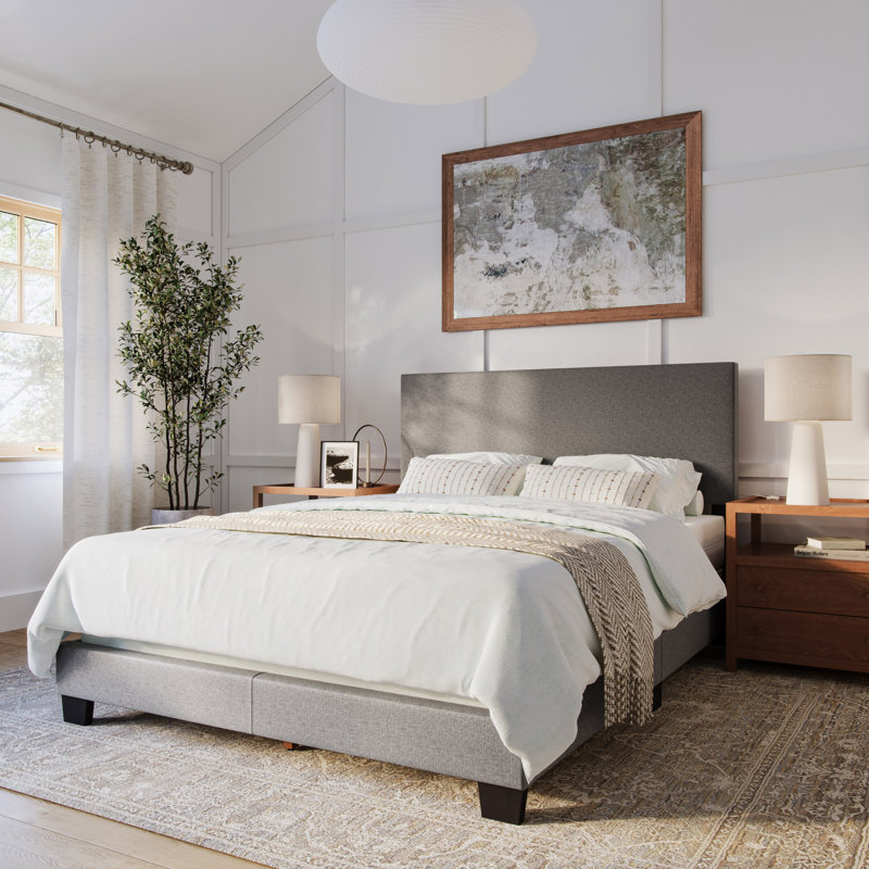 Lit tapissier Arlea, Grand, Polyester gris foncé