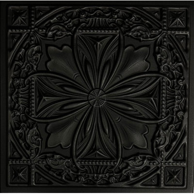 Lucass Shield 19.63'' L x 19.63'' W Textured Polystyrene Glue Up Ceiling Tile In Charcoal Copper
