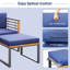 Ensemble de meubles d'extérieur en bois d'acacia de patio et repose-pieds 5 pièces Latitude Run® avec coussins bleu marine