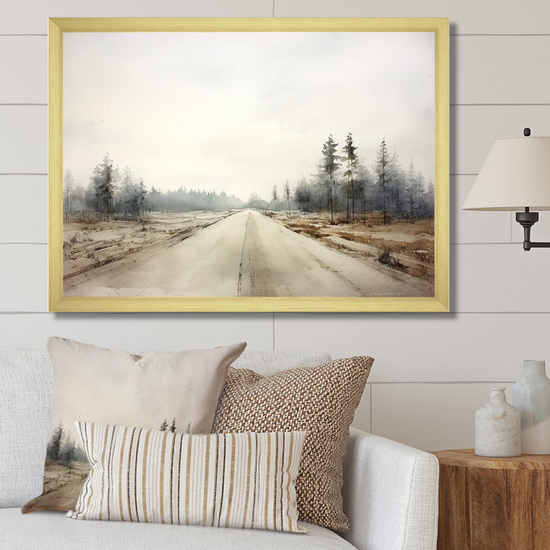 Moody Highway Road, paysage sur toile, H 24 po x l 32 po x P 1 po, Cadre doré simple