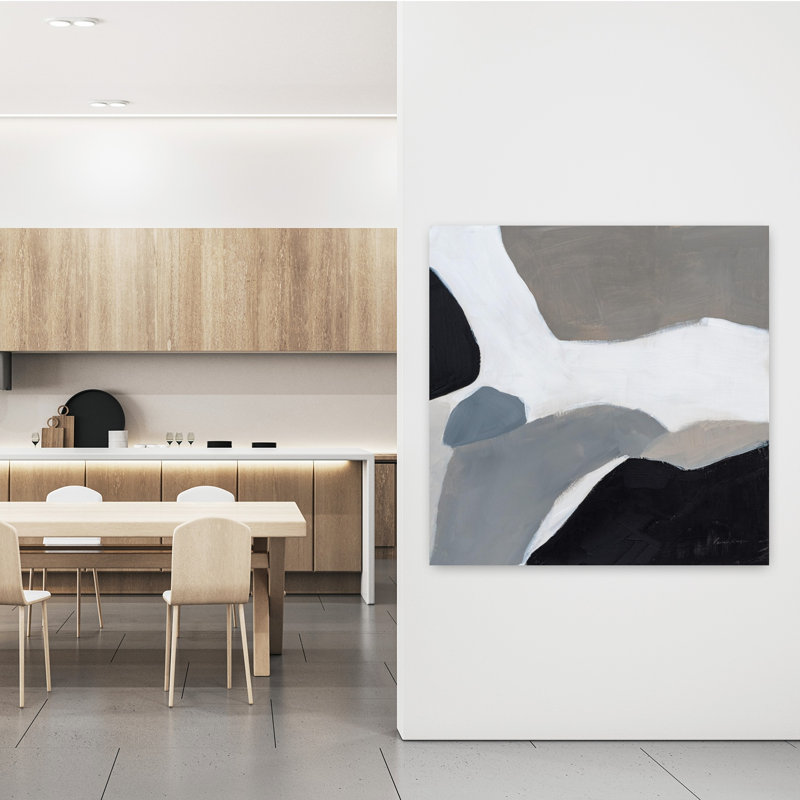 Faze contemporaine avec art abstrait noir, H 48 po x l 48 po