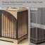 Meuble de 40 po avec cage pour chien de ferme, table de bout intérieure en bois pour chenil pour chiens de grande / moyenne taille, maisonnette décorative avec barres en métal arquées, chêne-828821673-831998369