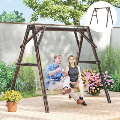 Heavy-Duty Fir Wood A-Frame Porch Swing Stand Only, Supports Up to 660 Lbs, DIY Paintable Swing Chair Frame for 2-Seater Swings Backyard Patio Garden