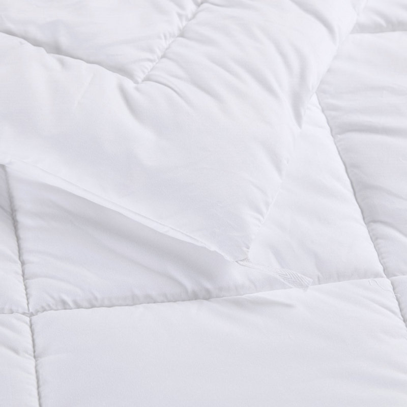 Ensemble d'édredon en satin de coton à rayures brodées à densité de tissage 500 Mooney, Blanc / blanc