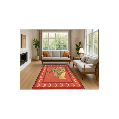Tapis vert lavable à imprimé tigre Mosso