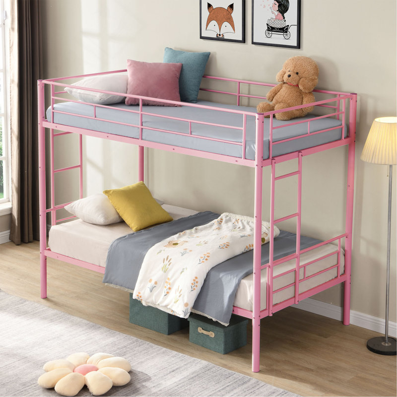 METAL BUNK BED, Twin, Pink