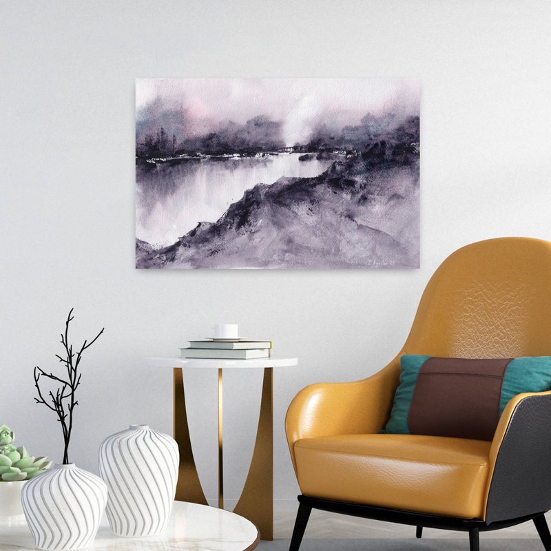 Art contemporain abstrait serein, paysage tranquille, nature, H 16 po x l 24 po