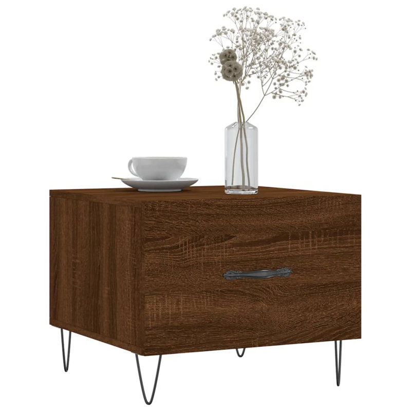 Four Leg Coffee Table with Storage, brown oak
