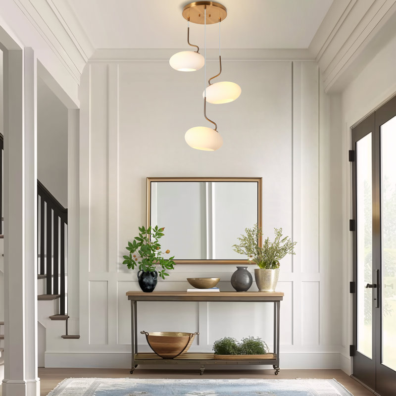 3 - Light Modern Coloured Glass Cluster Pendant UL Certified