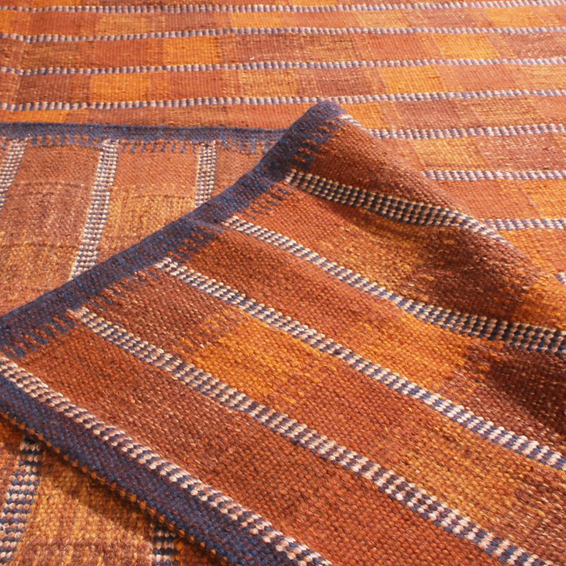 Rug & Kilim’S Scandinavian Rug With Orange Geometric Patterns, Rectangle 12' x 18'