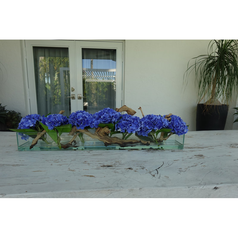 Hydrangeas and Driftwood in Vase