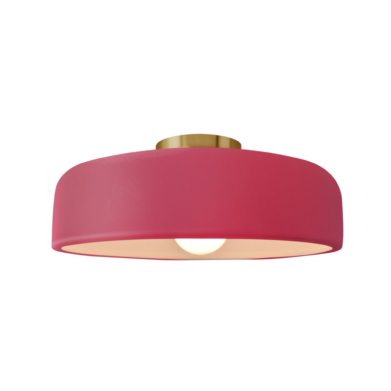 Plafonnier semi-encastré Radiance, Cerise, Laiton brossé, H 6 po x l 13 po x P 13 po