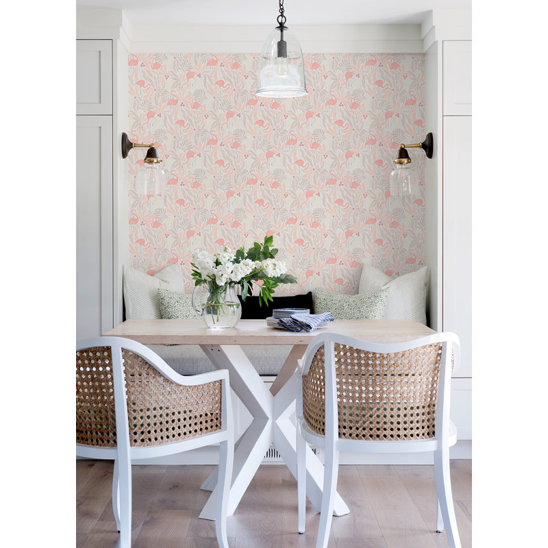 Papier peint adhésif Flamingo, Rose / taupe