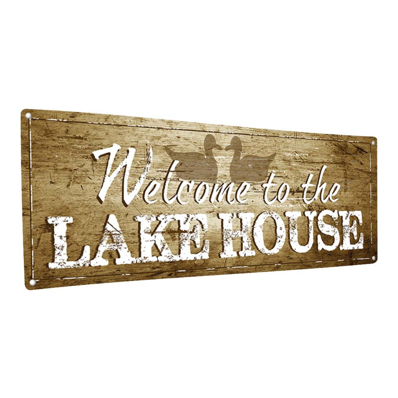 «Welcome To The Lakehouse», plaque sur métal, H 11,5 po x l 31 po