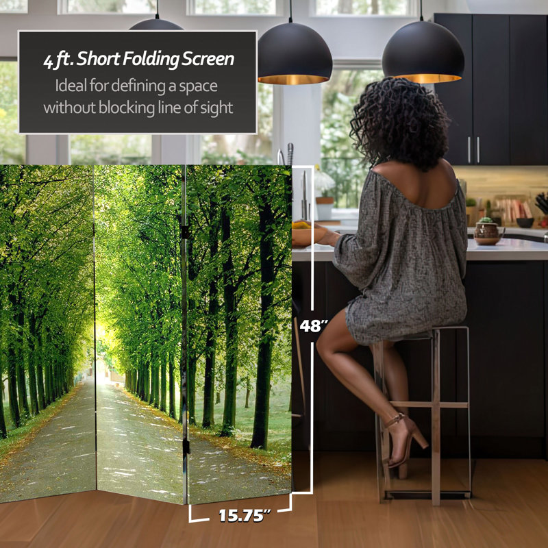 70.88" x 63" Double Sided Path of Life 4 Panel Room Divider, 71" H x 63" W x 1 "D