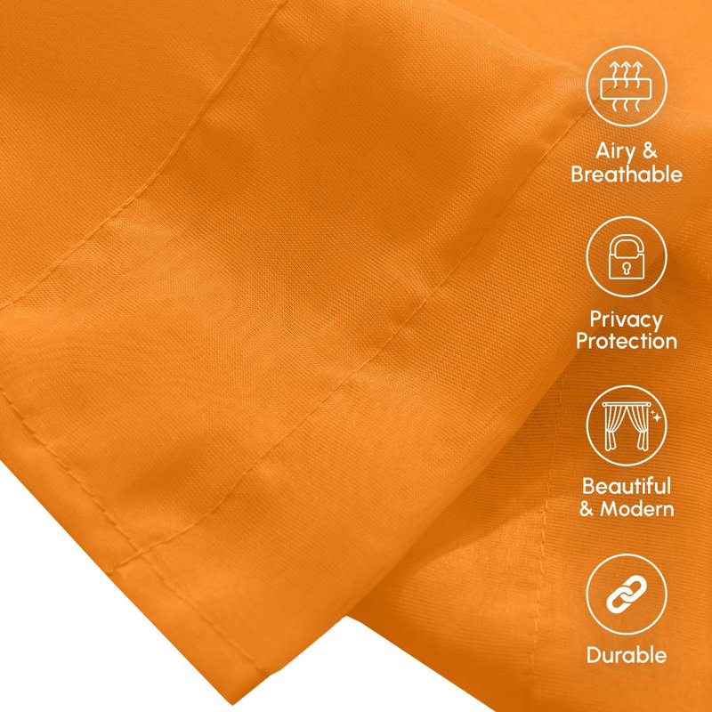 Yaelle Semi Sheer Curtain Pair, 60" W x 84" L, Orange