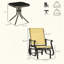Ensemble bistro 3 pièces avec cadre en acier, table en verre trempé pour patio, jardin, cour et pelouse
