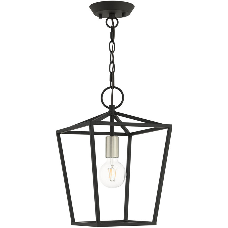 10 pieds carrés Luminaire suspendu de style lanterne convertible 1 pouce, Noir / Nickel brossé