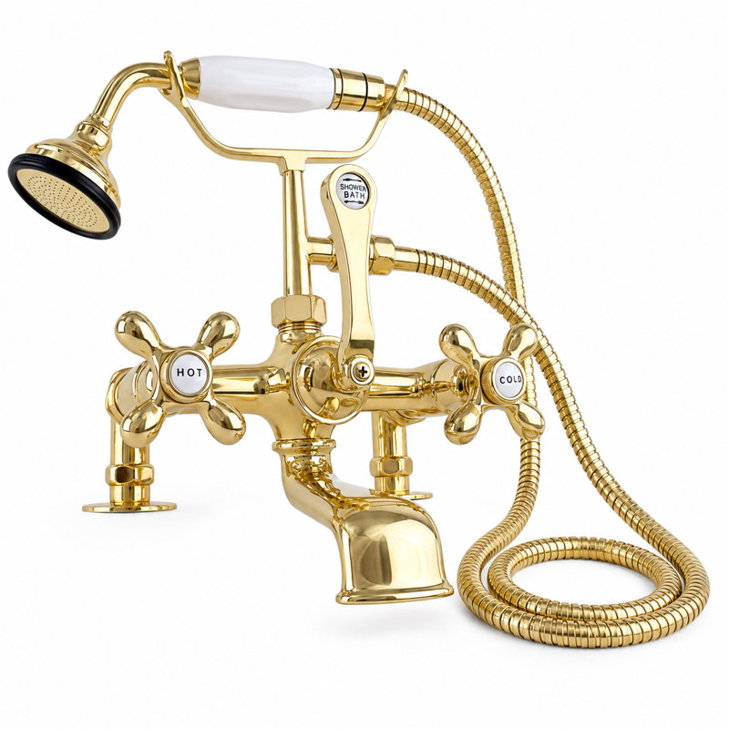 Robinet de baignoire à fixation sur comptoir British Téléphone (P0341) par Strom Living, Laiton poli non laqué