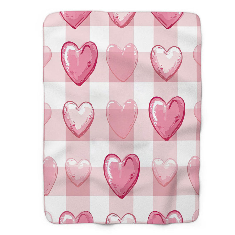 Jeté à carreaux rose 1 pièce Premium Sherpa, L 60 po x L 80 po