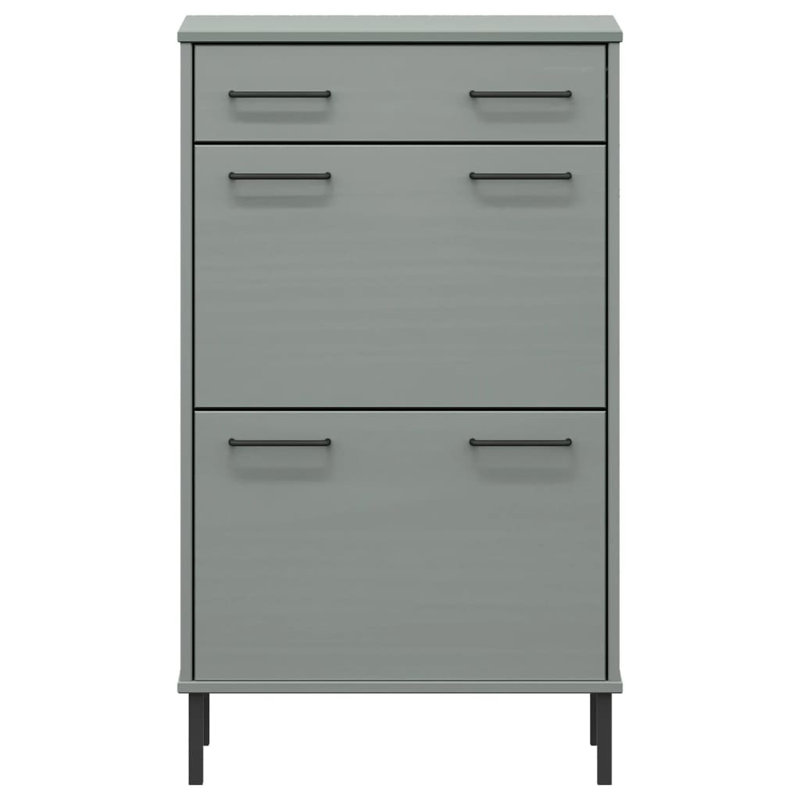 Shoe Cabinet Hidden Shoe Organizer with 2 Flip Drawers Solid Pine Wood, Gray