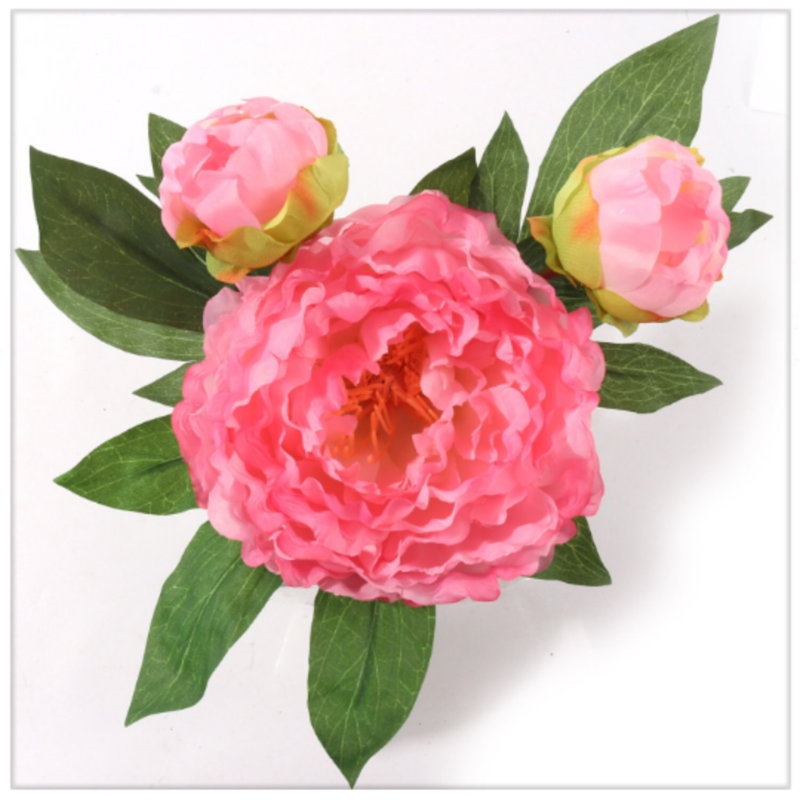 Arrangement floral pivoines en soie artificielle, Rose