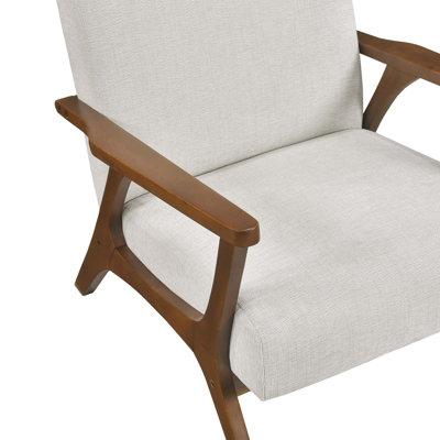 Contemporary Durable Stylish Accent Armchair 1Pc Soft Chenille Fabric Upholstery Living Room Furniture Solid Rubberwood Frame Chestnut Finish