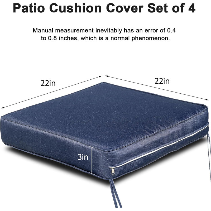 4-Pack Water-resistant Fade Resistant Outdoor Cushion Covers with Zipper Replacement Slipcovers for Patio Furniture Sofa Couch and Chair Covers Only
