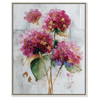 «Hydrangea Bouquet II», reproduction d'art sur toile, vase par Art Remedy, cadre argenté, 20 x 24