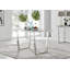 Kylooe Modern Marble Effect & Silver Metal Dining Table Set with 4 Upholstered Faux Leather Chairs-1816558723