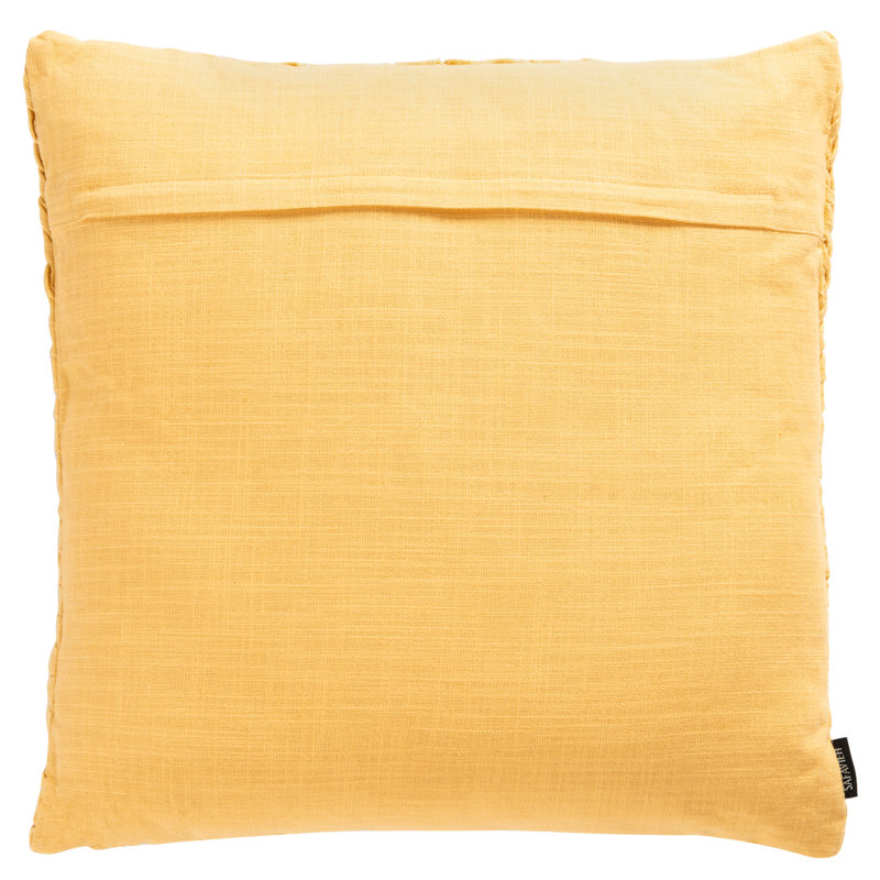Mustard Yellow Cotton Textured Square Throw Pillow