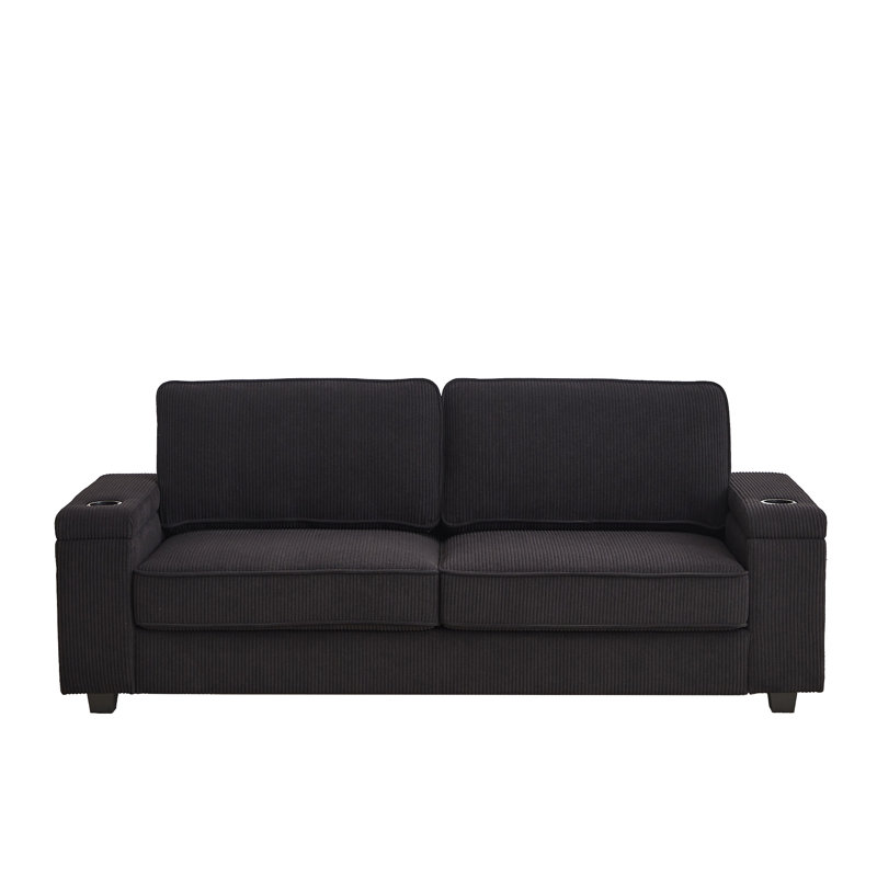 Canapé rembourré 86,5 po Avangaline, Noir, noir, noir, noir