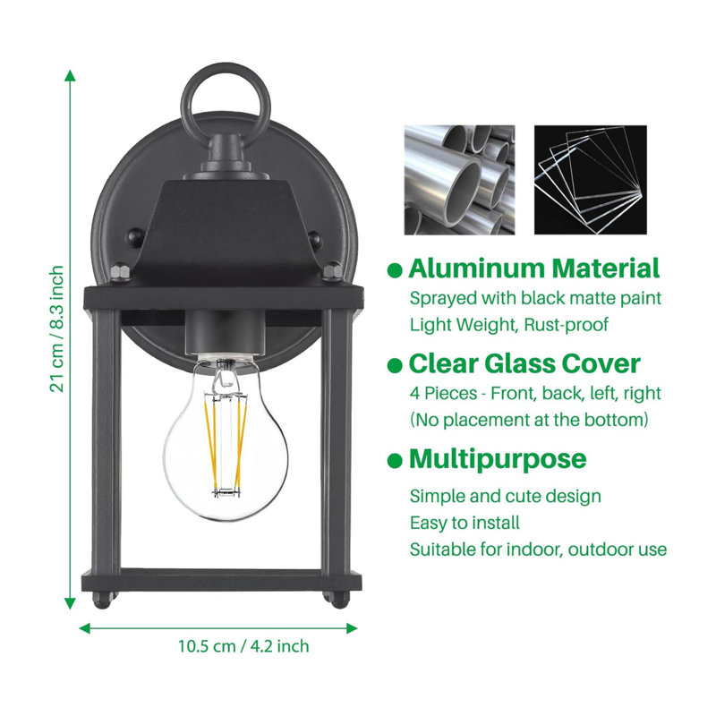 Matte Black 21cm H Outdoor Sconce