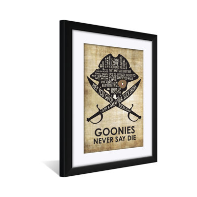 Goonies Never Say Die Word Art Professionally Framed & Matted Art Print - by Asher Person