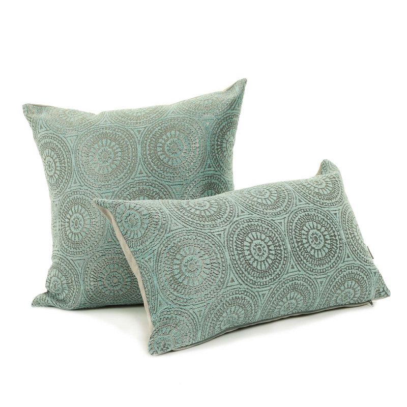 Chilton Geometric Square Cushion, Small, Light Blue
