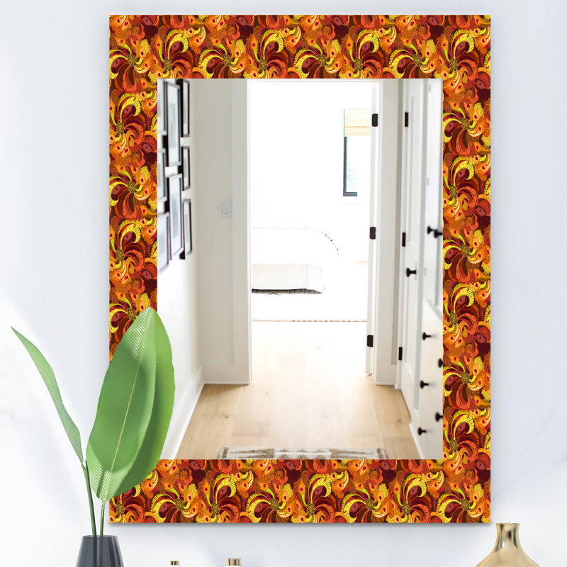 Miroir mural à plumes peacock, H 24 po x l 32 po