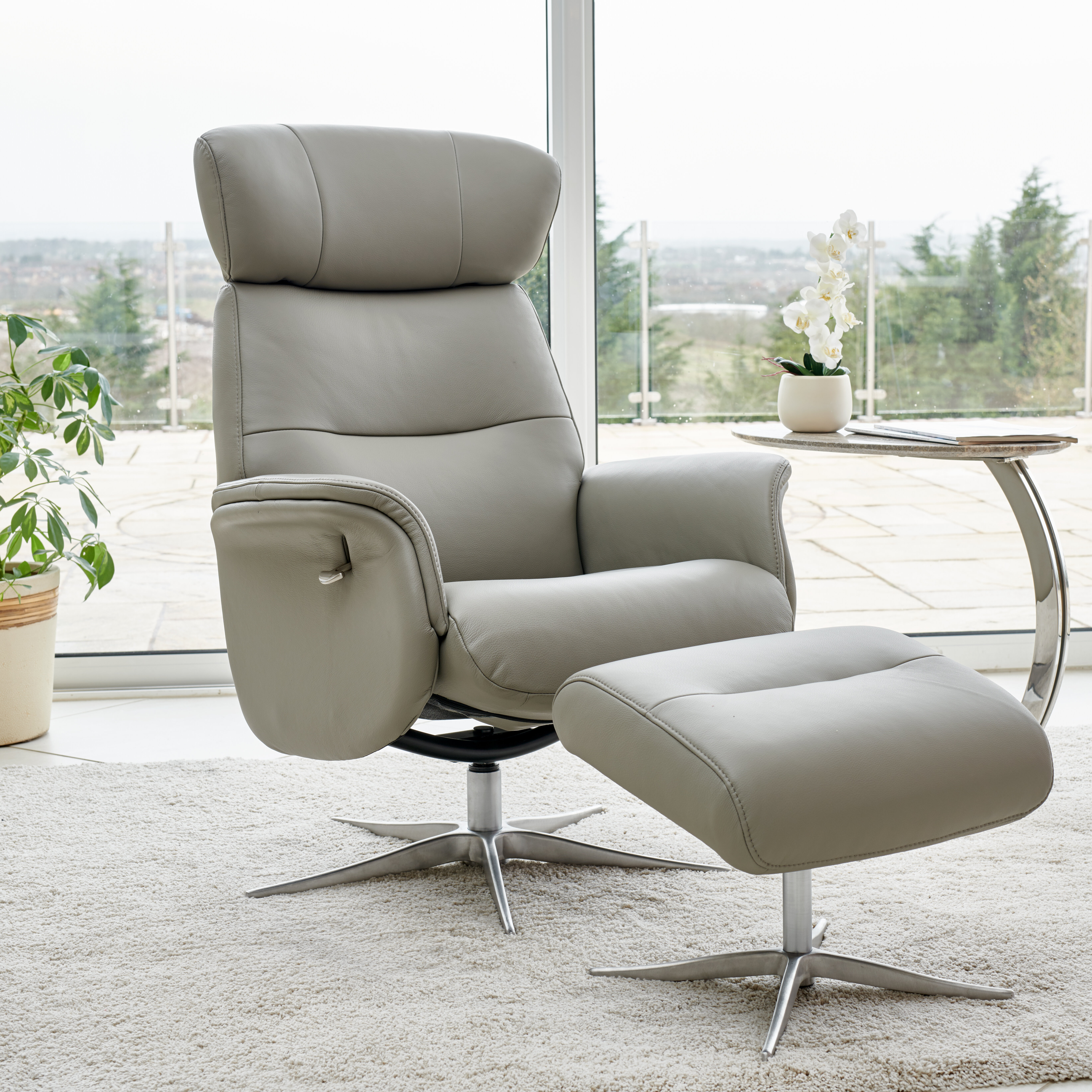 Eudy manual swivel recliner with deals ottoman