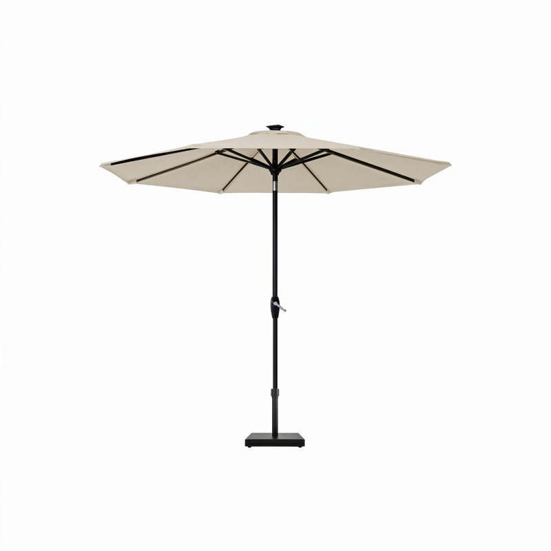 9-ft Linea Aurora Lighted Patio Umbrella - Natural, Natural, Matte Black