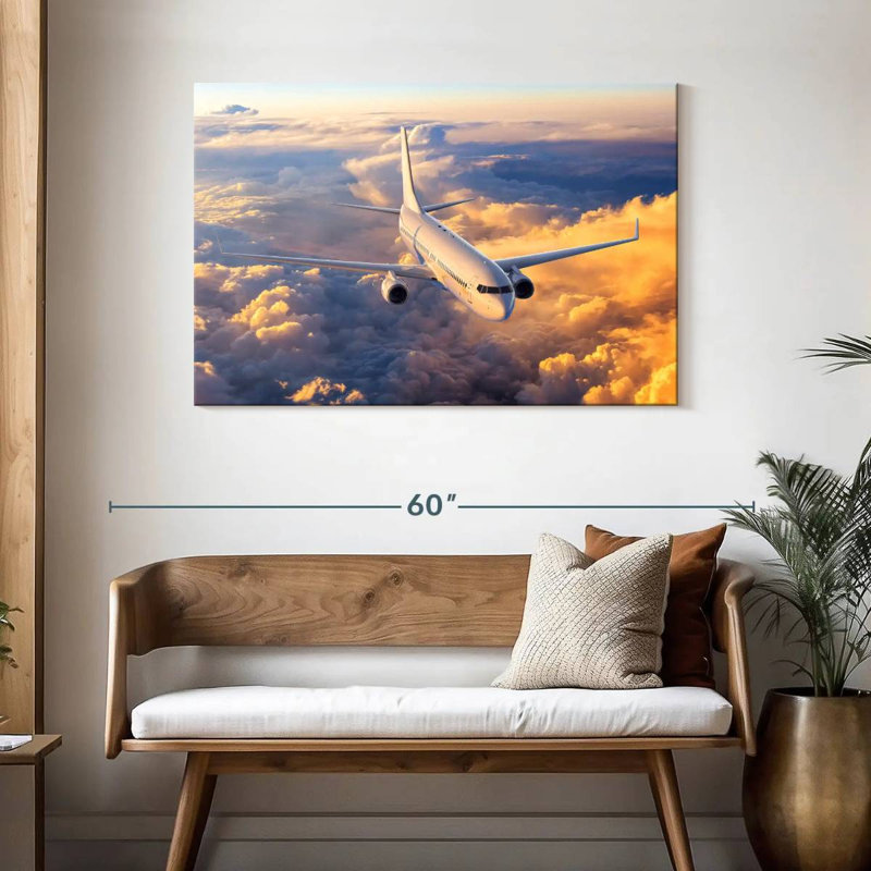 Mehar avion au-dessus des nuages, H 30 po x l 45 po