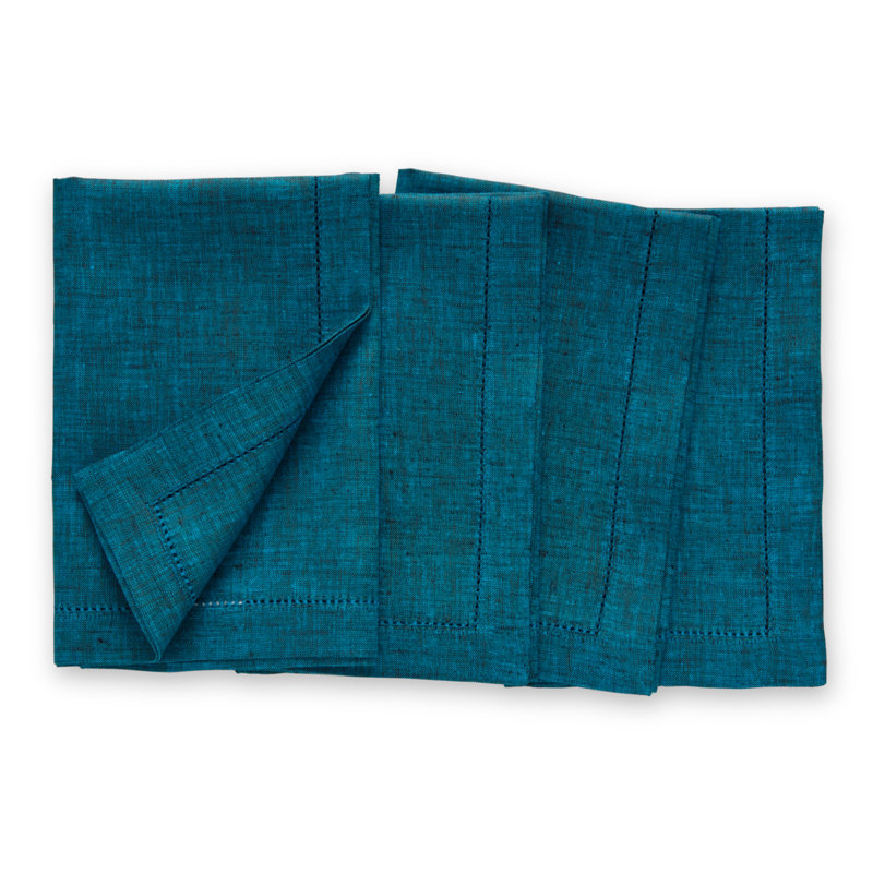 Milan - 100% Pure Linen Dinner Napkins, Chambray Teal