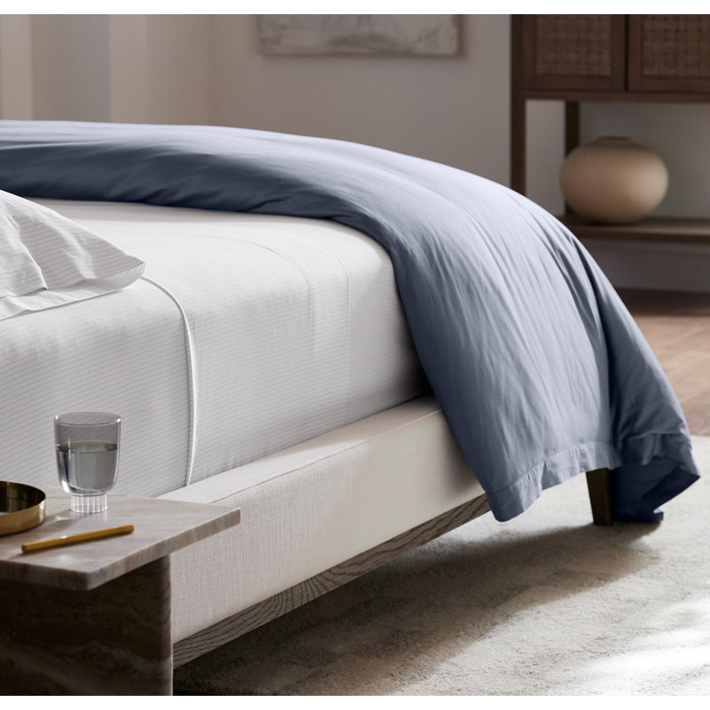 Signature Hemmed Duvet Set, Mineral, Queen Duvet Cover + 2 Standard Shams