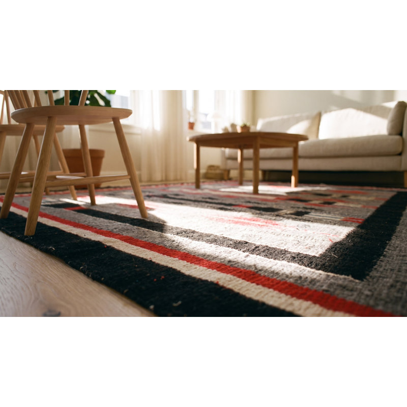 Gray Tribal Geometric Flatweave Antique Artistic Navajo Native American Yei Rug