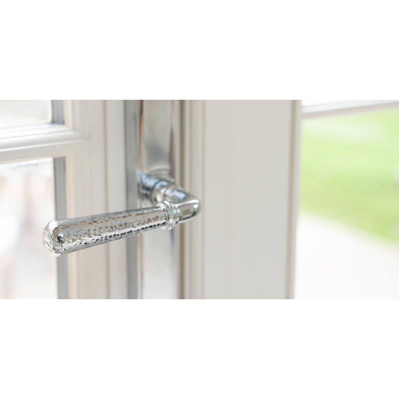 Hammered Newbury Lock Door Handle, Polished Chrome